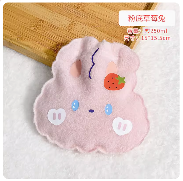 熱推迷妳便攜冬季暖水袋（粉底草莓兔）