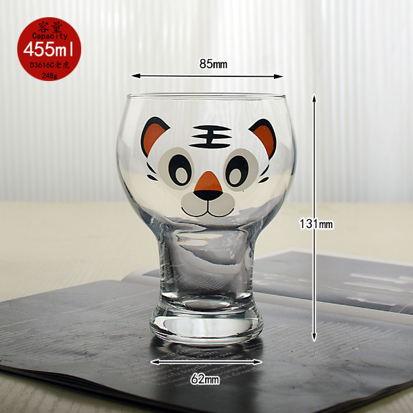 熱推【1個】玻璃卡通動物水杯（貨號：白色）