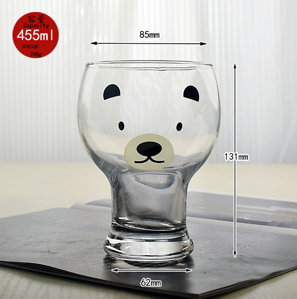 熱推【1個】玻璃卡通動物水杯（貨號：淺灰色）