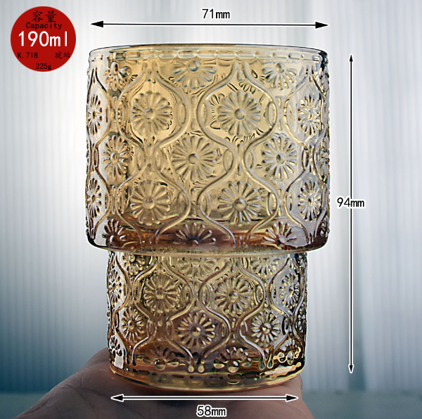 熱推【1個】玻璃疊疊杯水杯（容量/貨號：190ml琥珀）