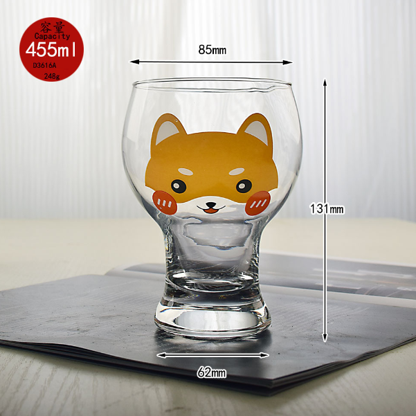 熱推【1個】玻璃卡通動物水杯（貨號：米白色）
