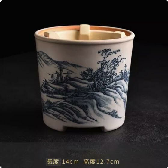 熱推耐高溫陶瓷木炭乾燒爐(青花韻圓款山水炭爐)