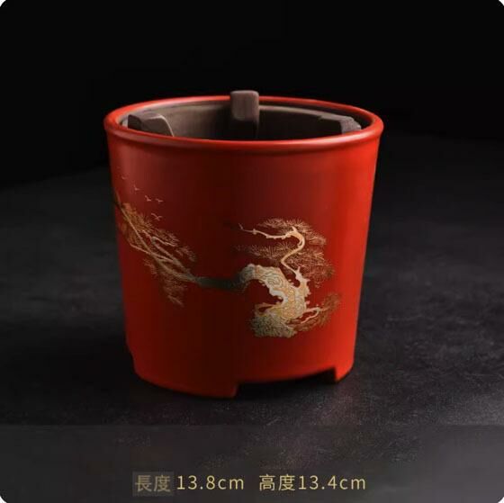 熱推耐高溫陶瓷木炭乾燒爐(山楂紅圓韻炭爐·歲寒松柏)