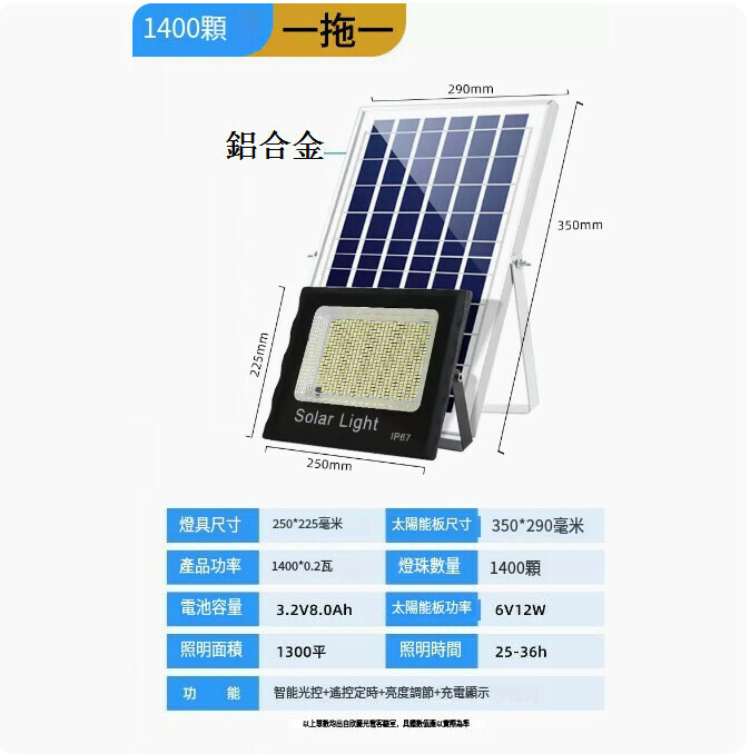 爆款戶外太陽能露營燈（1400顆燈珠+5米延長線）