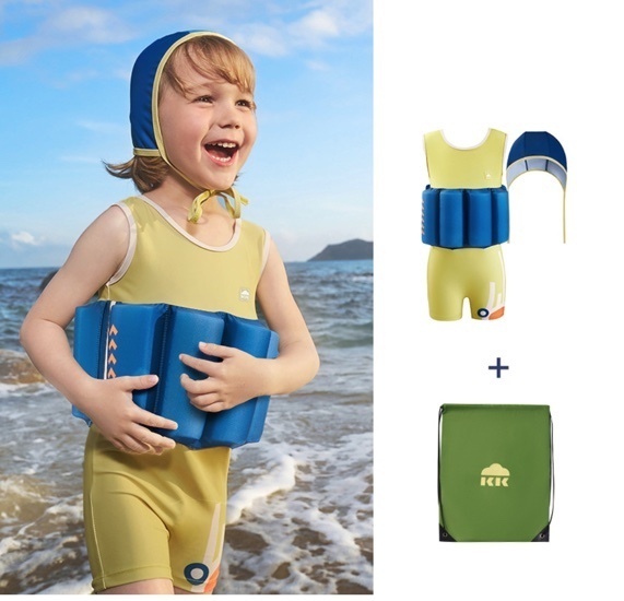Popular children's self-buoyant swimsuit (Forrest Green, size 105-155) [Please contact customer service to confirm the delivery size after placing the order]
