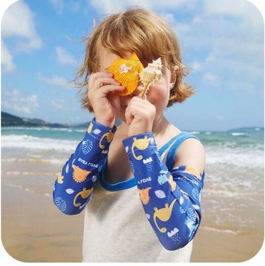 Popular children's ice sleeves cool sun protection sleeves (dark blue dinosaur)