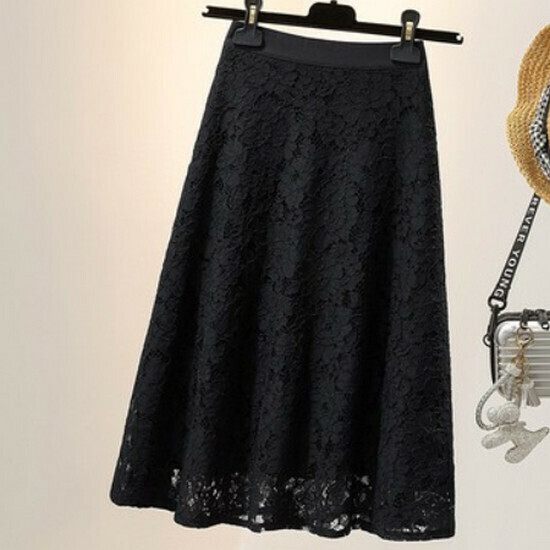 Hot selling lace A-line skirt [black] [M-3XL size] (please contact customer service to confirm the delivery size after placing the order)