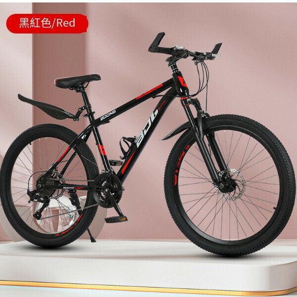 爆款自行車單車【黑紅】21速減震前叉】【尺寸：【26寸】適合165-180釐米身高】