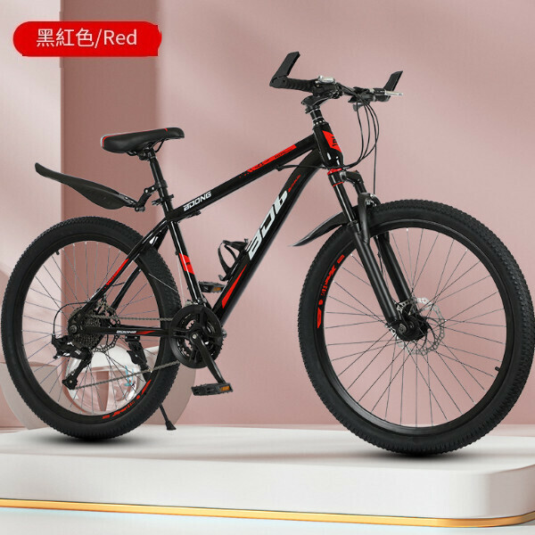爆款自行車單車【黑紅】27速可鎖減震前叉】【尺寸：【26寸】適合165-180釐米身高】