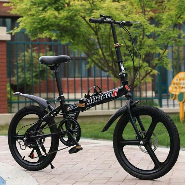 Popular folding bicycle [black integrated wheel] [Specification: 20 inches]