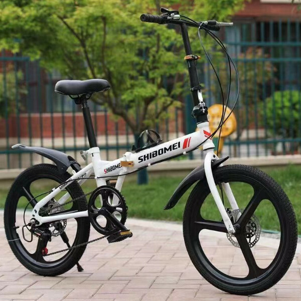 Popular folding bicycle [white integrated wheel] [specification: 20 inches]