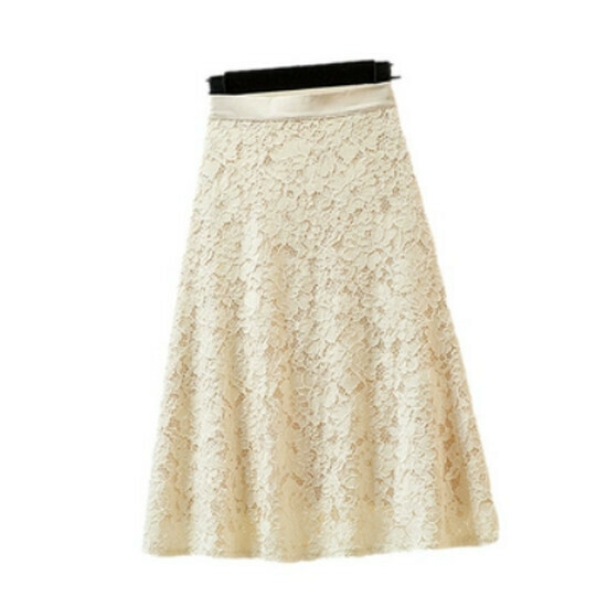 Hot selling lace A-line skirt [Apricot] [M-3XL size] (please contact customer service to confirm the delivery size after placing the order)