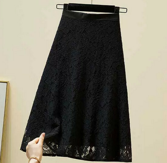 Hot selling lace A-line skirt [black] [M-3XL size] (please contact customer service to confirm the delivery size after placing the order)
