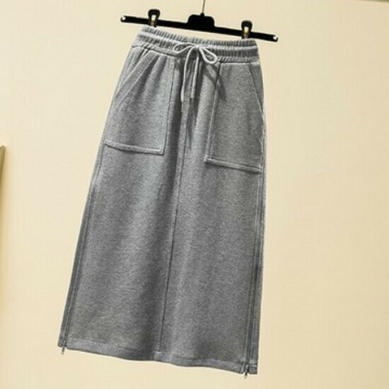 Hot selling slit A-line skirt [grey] [size L-4XL] (please contact customer service to confirm the delivery size after placing the order)