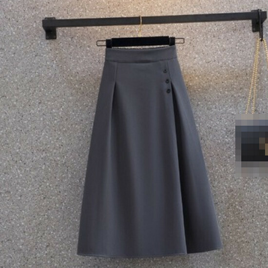 Hot selling high-waisted A-line skirt [grey] [M-4XL size] (please contact customer service to confirm the delivery size after placing the order)
