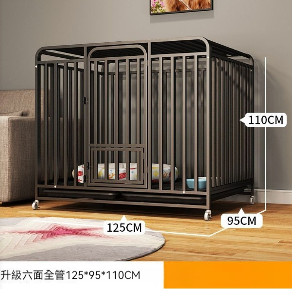 熱推寵物籠狗籠【黑色XXL-六面方管125*95*110cm+託盤+輪子】 