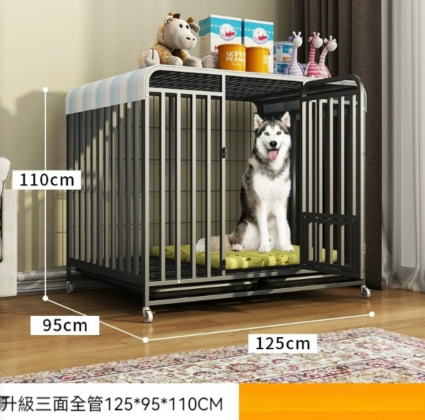 熱推寵物籠狗籠【黑色XXL-三面方管125*95*110cm+託盤+輪子】 