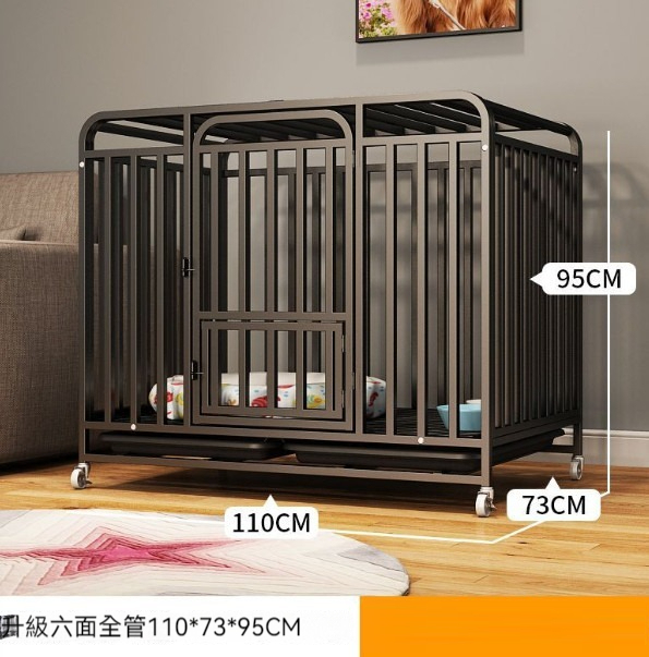 熱推寵物籠狗籠【黑色XL-六面方管110*73*95cm+託盤+輪子】 