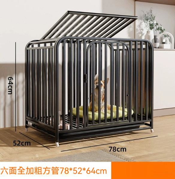 熱推寵物籠狗籠【黑色M-六面方管78*52*64cm+託盤+輪子】 