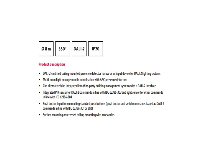 ESYLUX EP10428203 PD-C 360/8 BMS DALI-2 存在偵測器