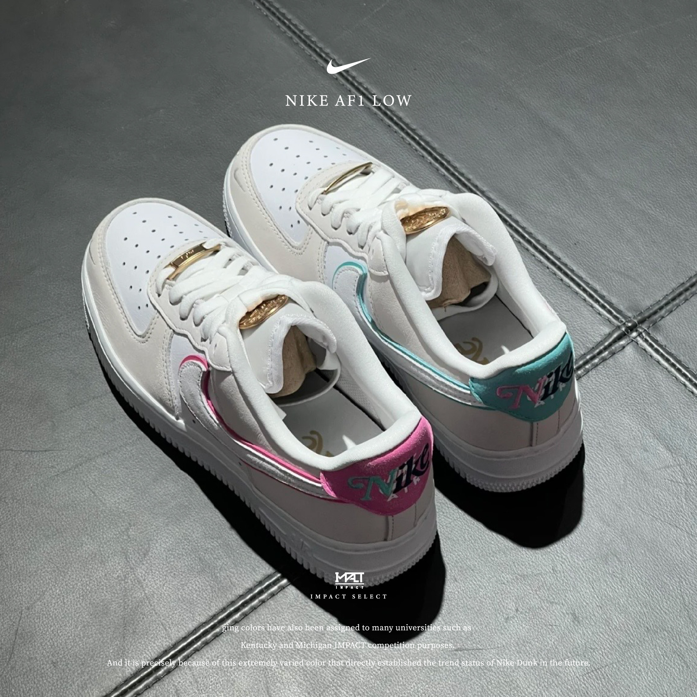 Nike AF1 Low 巴黎奧運會限定款 金牌 鴛鴦空心勾 藍粉 HM3694-011