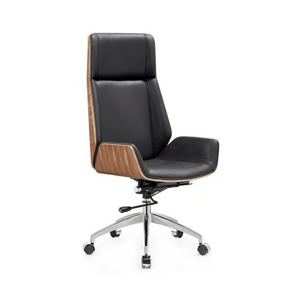 Popular light luxury office chair, comfortable and durable cushioned functional chair chassis, thickened and durable (high style wood grain color + black + 5 wheels)
