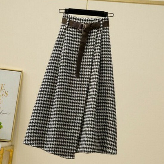 Hot selling houndstooth irregular skirt [black] [M-4XL size] (please contact customer service to confirm the delivery size after placing the order)