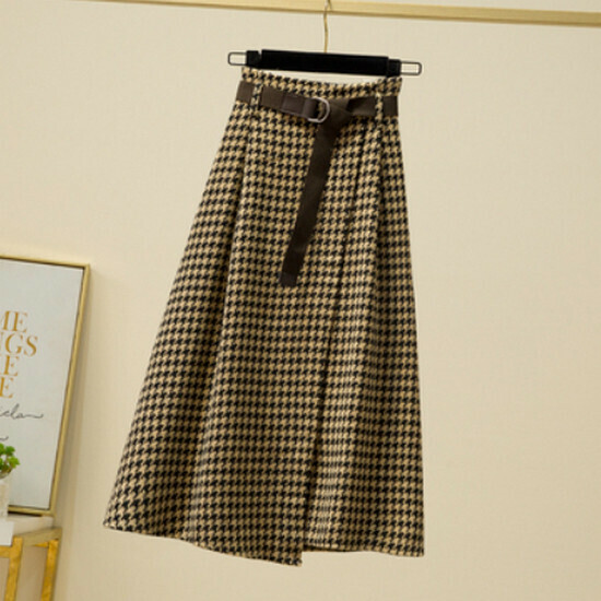 Hot selling houndstooth irregular skirt [yellow] [M-4XL size] (please contact customer service to confirm the delivery size after placing the order)