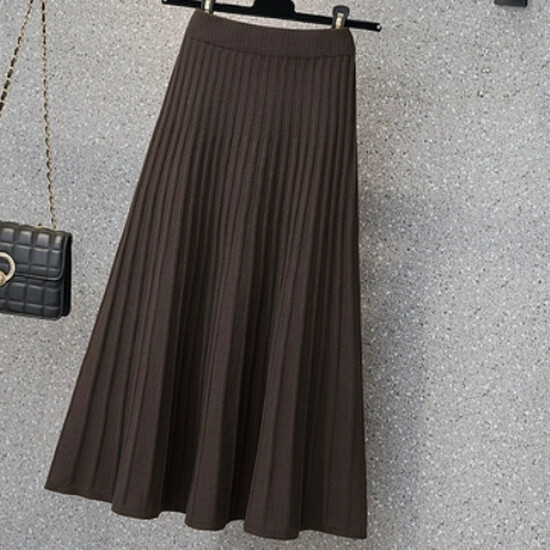 Hot selling high-waisted knitted skirt [coffee color] [L-3XL size] (please contact customer service to confirm the delivery size after placing the order)