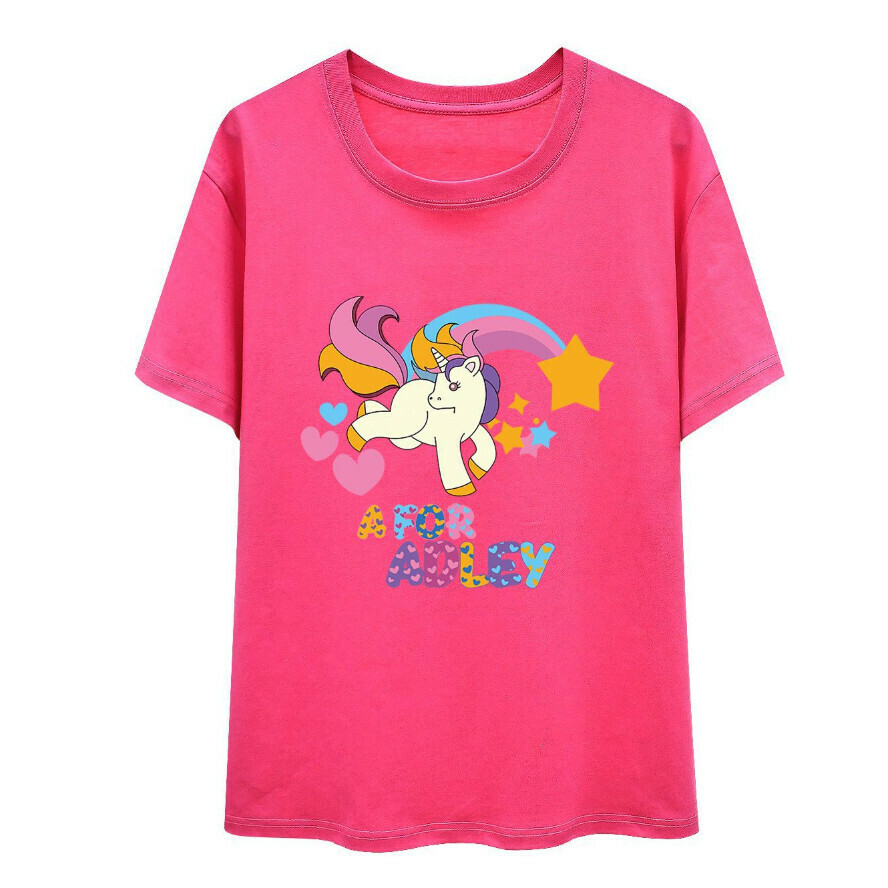 Round neck T-shirt (1088 adult version, rose red) (size: S-XXXXXL) (contact customer service after placing the order to confirm the delivery size)
