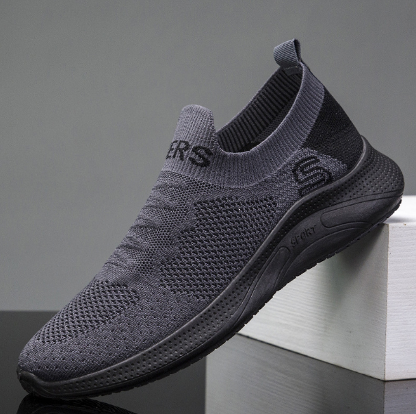 Men's fly-woven breathable sneakers (grey) (size: 39-44) (please contact customer service to confirm the delivery size after placing the order)