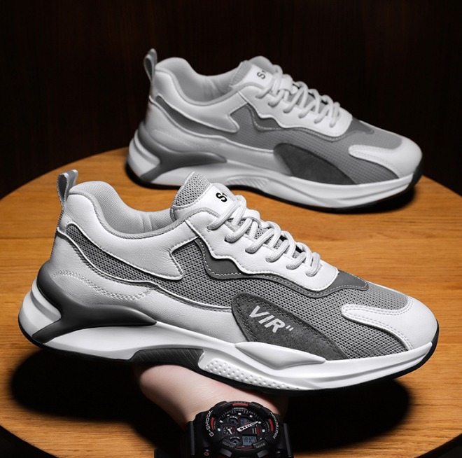Breathable mesh men's sports shoes (white gray) (size: 39-44) (please contact customer service to confirm the delivery size after placing the order)