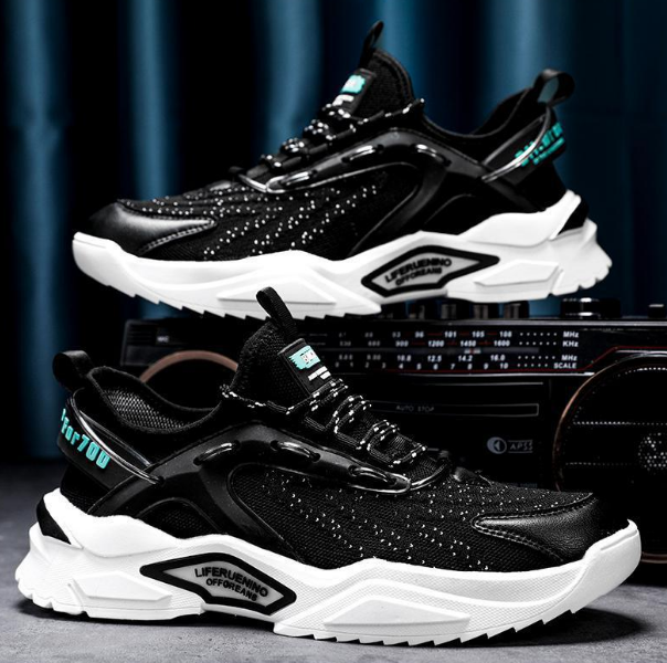 Men's fly-woven mesh breathable running shoes (zm-039-black (size: 39-44) (please contact customer service to confirm the delivery size after placing the order)
