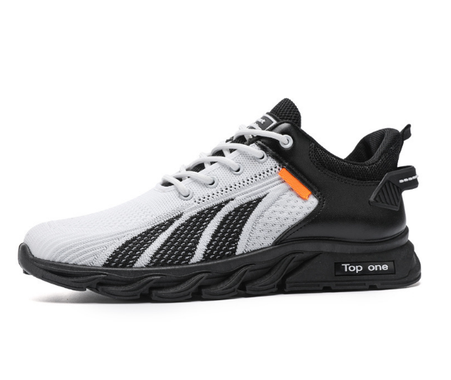 Men's lightweight mesh breathable sneakers (black and white) (size: 39-44) (please contact customer service to confirm the delivery size after placing the order)