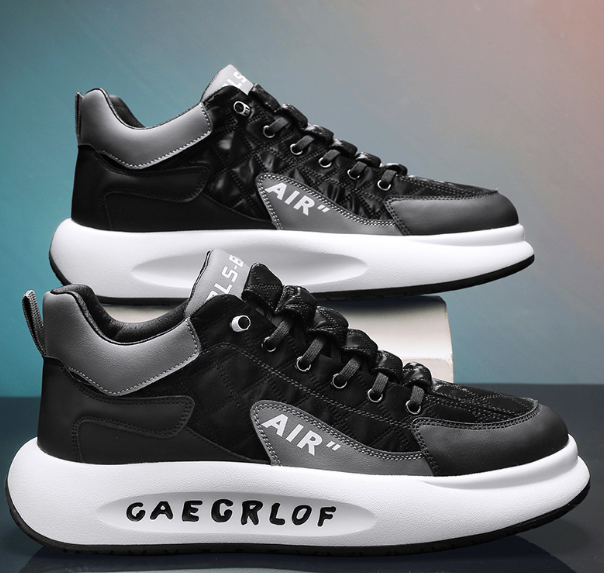 Men's thick-soled casual sports shoes (black) (size: 39-44) (please contact customer service to confirm the delivery size after placing the order)