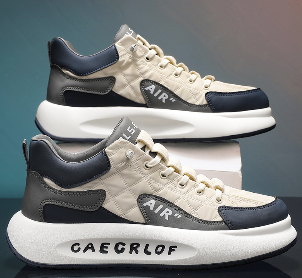 Men's thick-soled casual sneakers (white) (size: 39-44) (please contact customer service to confirm the delivery size after placing the order)