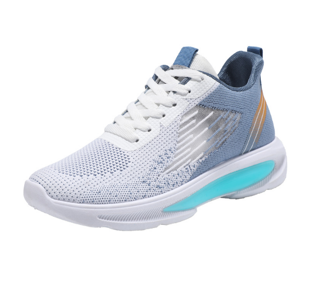 Men's Korean style breathable casual running shoes (white and blue) (size: 39-44) (please contact customer service to confirm the delivery size after placing the order)