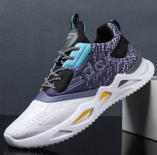Men's breathable casual sports shoes (white and blue) (size: 39-44) (please contact customer service to confirm the delivery size after placing the order)