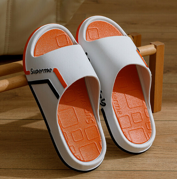 Home Slippers [White Orange] (Size: 40-45) [Please contact customer service to confirm the delivery size after placing the order]