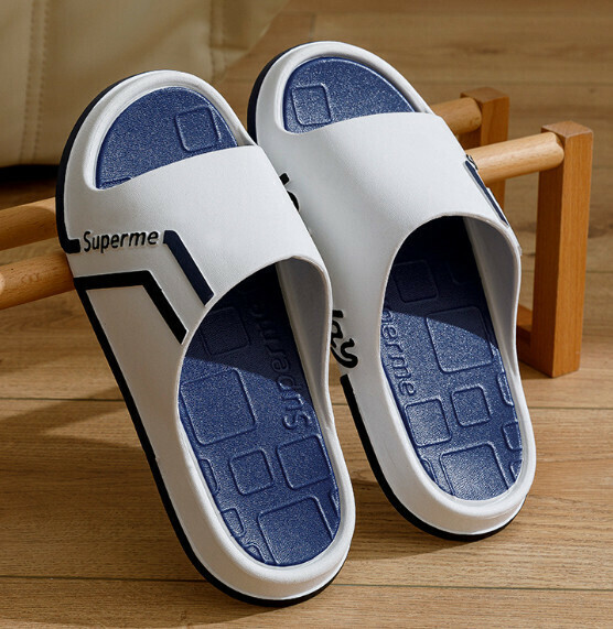 Home Slippers [White and Blue] (Size: 40-45) [Please contact customer service to confirm the delivery size after placing the order]