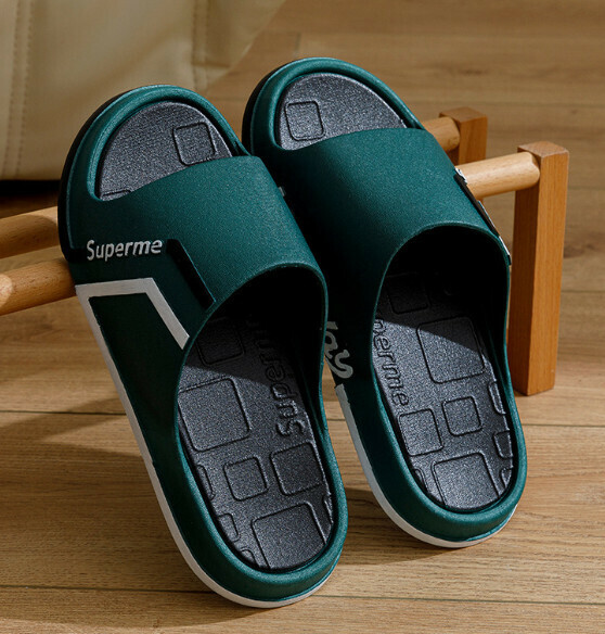 Home Slippers [Black and Green] (Size: 40-45) [Please contact customer service to confirm the delivery size after placing the order]