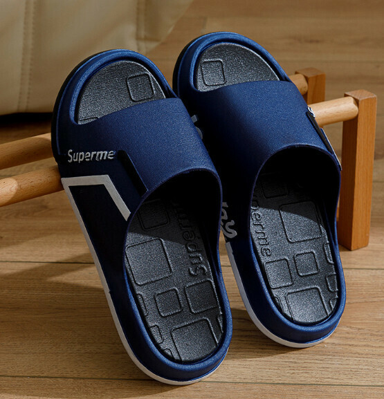 Home Slippers [Black and Blue] (Size: 40-45) [Please contact customer service to confirm the delivery size after placing the order]