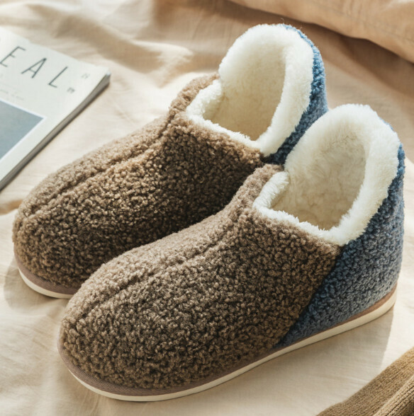 High-top bag and cotton slippers [brown] (size: 42-45) [please contact customer service to confirm the delivery size after placing the order]