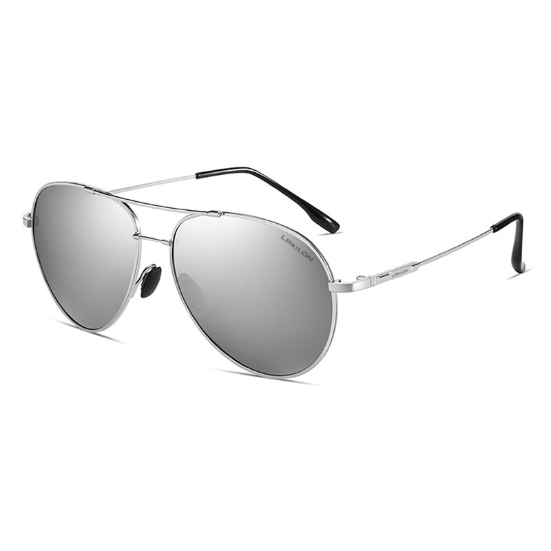 Men's color changing anti-blue light glasses and sunglasses for driving (nude mirrors, silver frame + reflective mercury lenses)