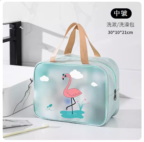 Women's Portable Cosmetic Bag (Blue Green Flamingo Medium)