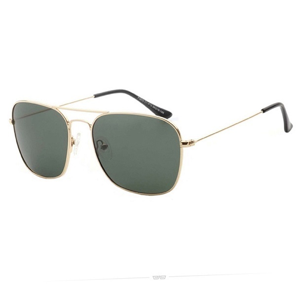 Men's driving sunglasses, fishing anti-UV glasses (nude glasses, gold frame + dark green polarizer)