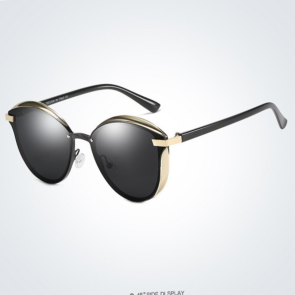 Sunglasses, ancient sunglasses, European and American fashion street style, trendy and anti-UV (nude glasses, gold frame + black and gray polarizer)