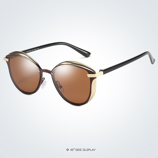 Sunglasses, ancient sunglasses, European and American fashion street style, trendy and anti-UV (nude glasses, gold frame + brown polarizer)