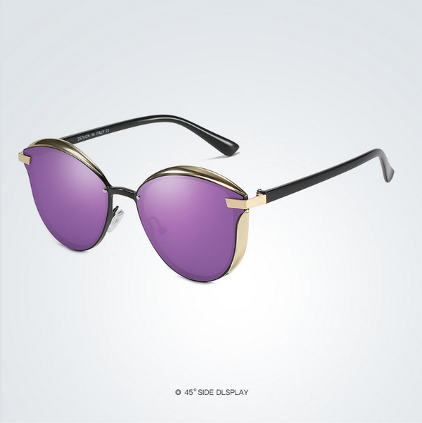 Sunglasses, ancient sunglasses, European and American fashion, street style, trendy, anti-UV (nude glasses, gold frame + reflective purple film polarizer)