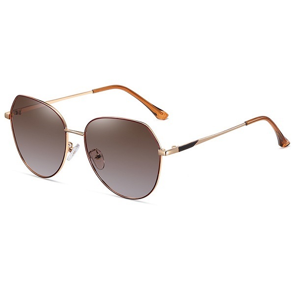 New street style women's fashion sunglasses, trendy polarized glasses (nude glasses, tea gold frame + polarized double tea)